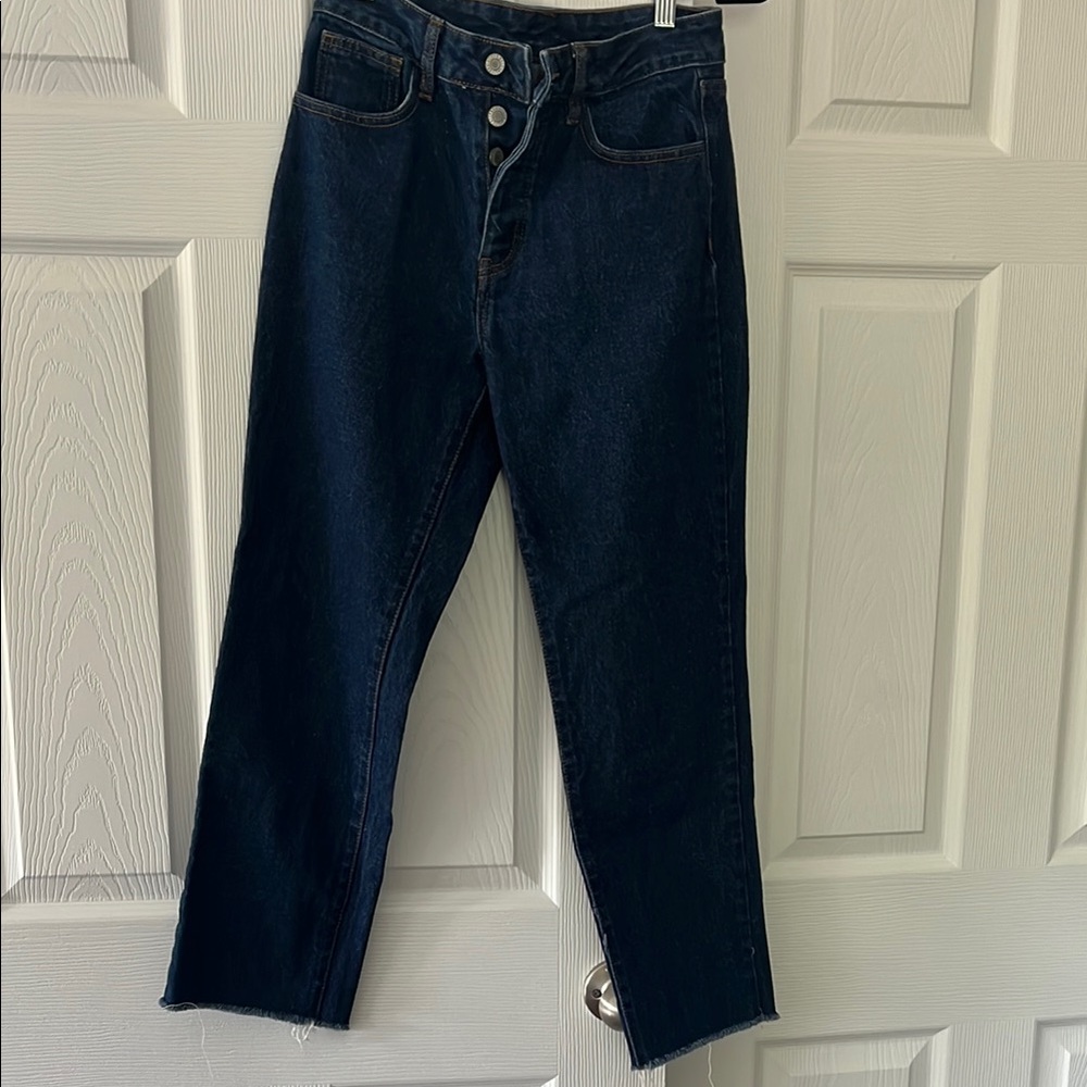 High Rise Blue Jeans with Straight Leg